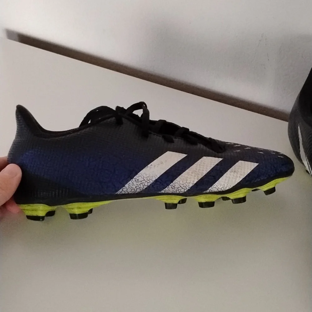 Adidas Black and Blue Cleats with White Stripes - Picture 3 of 8